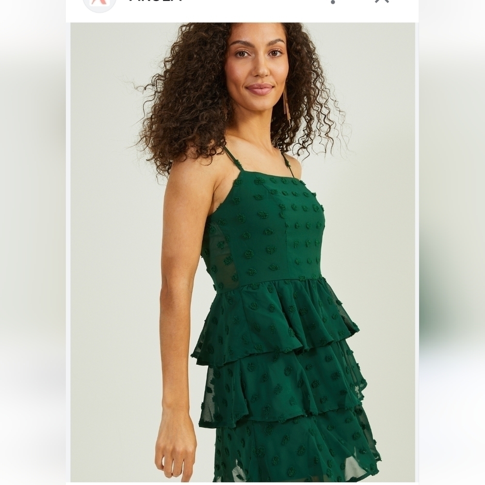 Altar'd State Emerald Green clip dot dress, Size XL fits M/L